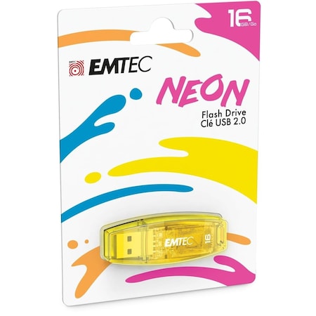 Emtec USB 2.0 C410 16GB Neon USB Mixed Flash Drive ECMMD16GC410NEOMIX